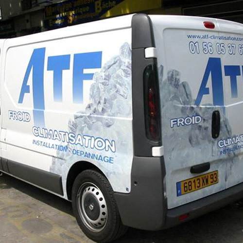 Publicité adhésive sur véhicule de la société ATF
