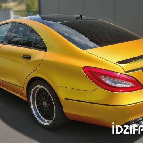  Wrapping mercedes cls yellow satin