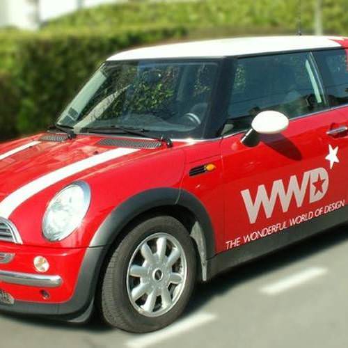 Marquage d'une Mini Cooper pour l'agence WWD