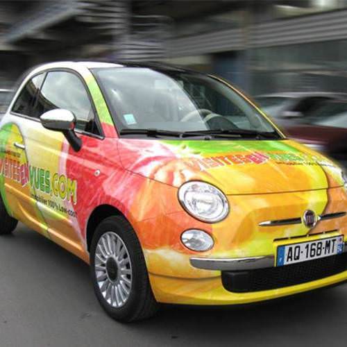 Publicité adhésive sur Fiat 500 en Full Covering