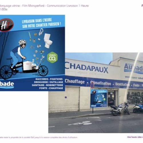Maquette pour habillage vitrine en adhesif avec photomontage Maquette pour habillage vitrine en adhesif avec photomontage